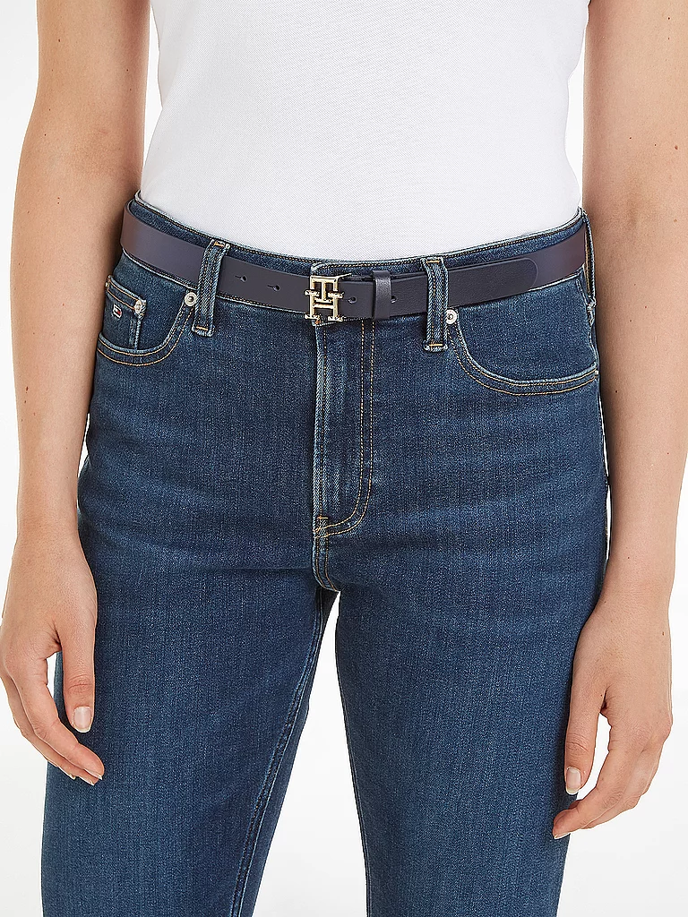 TOMMY HILFIGER Ledergürtel  dunkelblau | 95